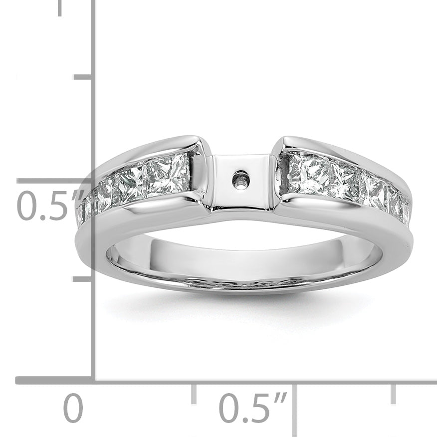 14K White Gold Peg Set 1 Carat Channel Princess Diamond Semi Mount Engagement Ring