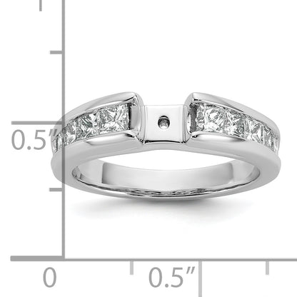 14K White Gold Peg Set 1 Carat Channel Princess Diamond Semi Mount Engagement Ring