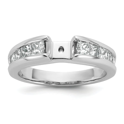 14K White Gold Peg Set 1 Carat Channel Princess Diamond Semi Mount Engagement Ring