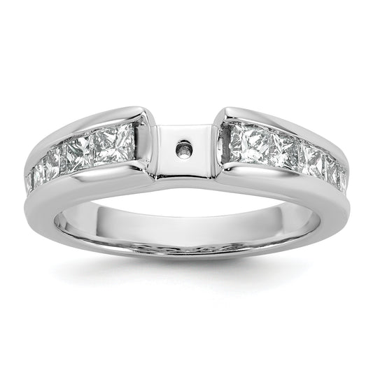 14K White Gold Peg Set 1 Carat Channel Princess Diamond Semi Mount Engagement Ring