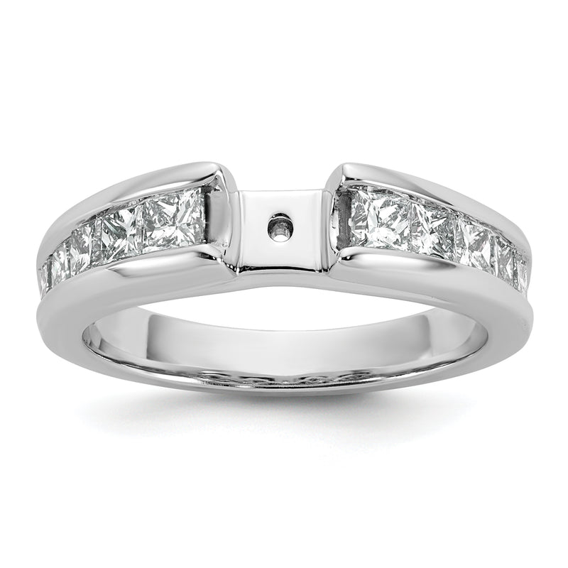 14K White Gold Peg Set 1 Carat Channel Princess Diamond Semi Mount Engagement Ring