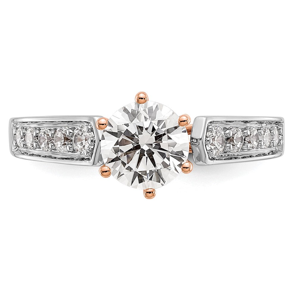14K White Gold and Rose Simulated Diamond Engagement Ring