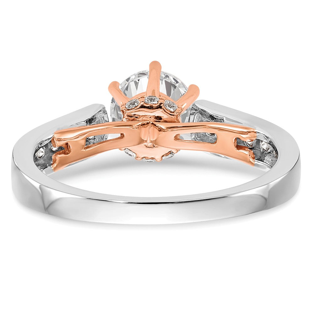 14K White Gold and Rose Simulated Diamond Engagement Ring