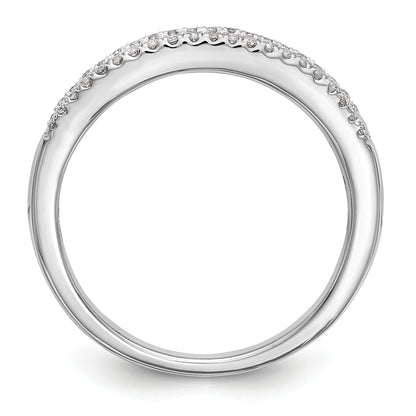 14K White Gold 3/8 Carat Round/Baguette Diamond Complete Wedding Band