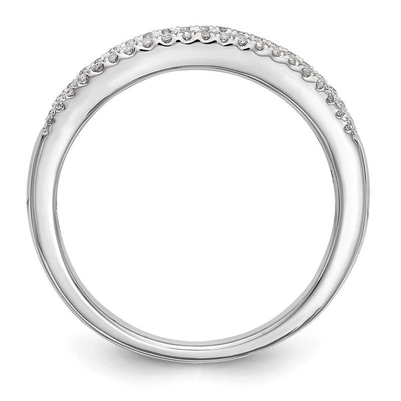 14K White Gold 3/8 Carat Round/Baguette Diamond Complete Wedding Band