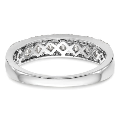 14K White Gold 3/8 Carat Round/Baguette Diamond Complete Wedding Band
