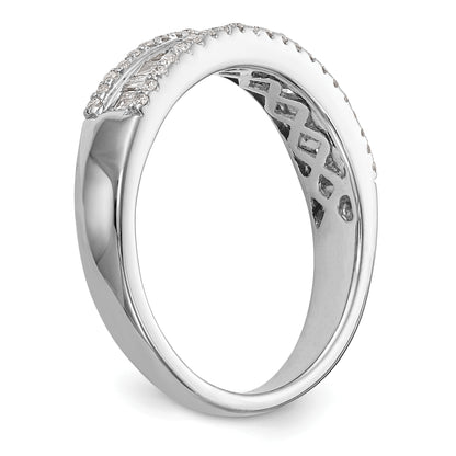 14K White Gold 3/8 Carat Round/Baguette Diamond Complete Wedding Band