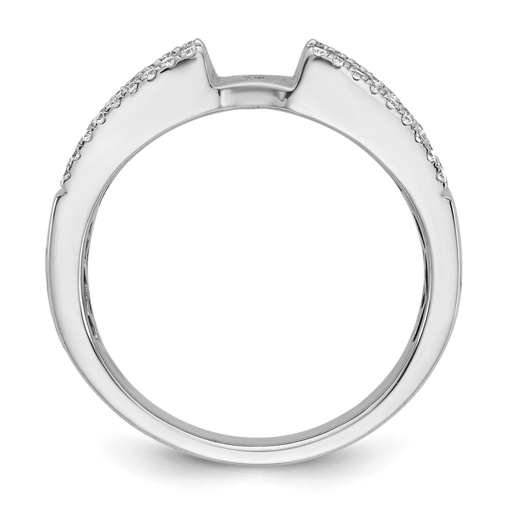 14K White Gold Peg Set 3/4 Carat Round/Baguette Diamond Semi Mount Engagement Ring