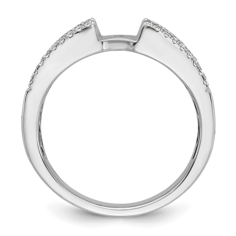 14K White Gold Peg Set 3/4 Carat Round/Baguette Diamond Semi Mount Engagement Ring