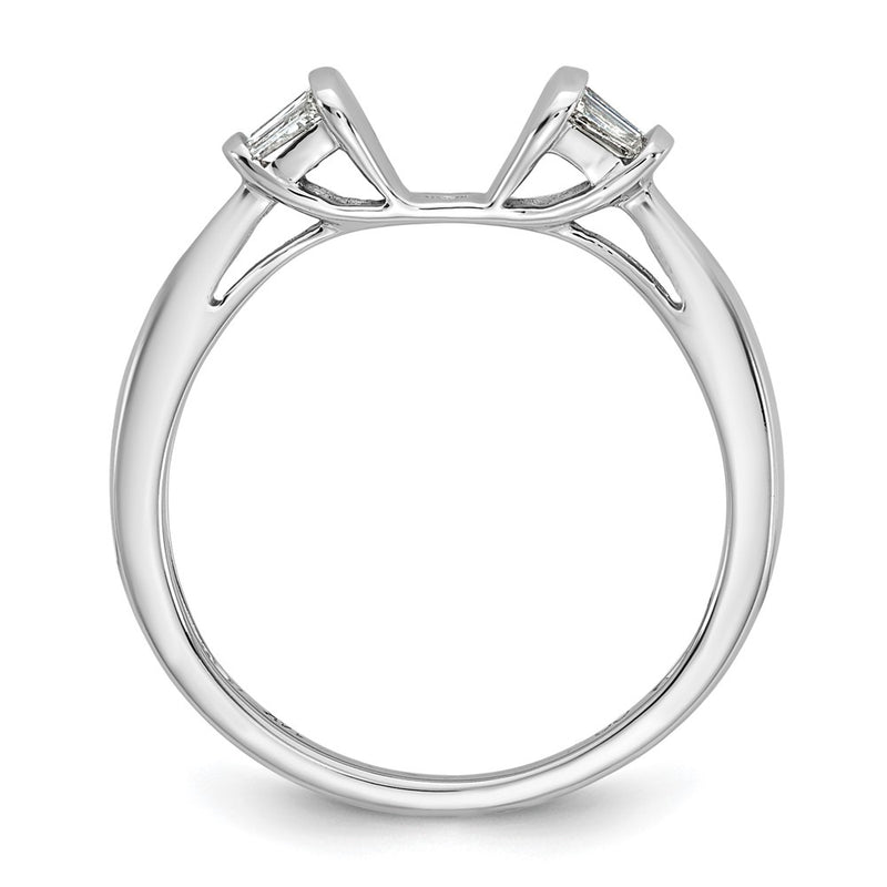 14K White Gold Peg Set 1/5 Carat Baguette Diamond Semi Mount Engagement Ring
