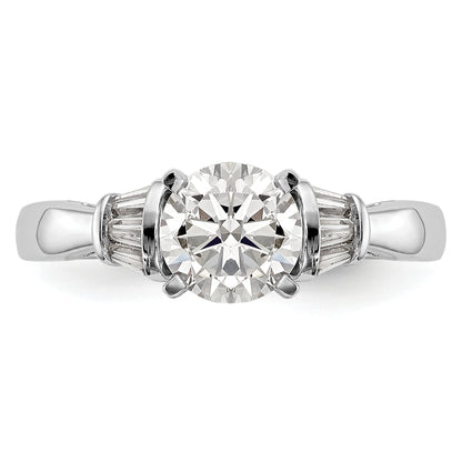 14K White Gold Peg Set 1/5 Carat Baguette Diamond Semi Mount Engagement Ring