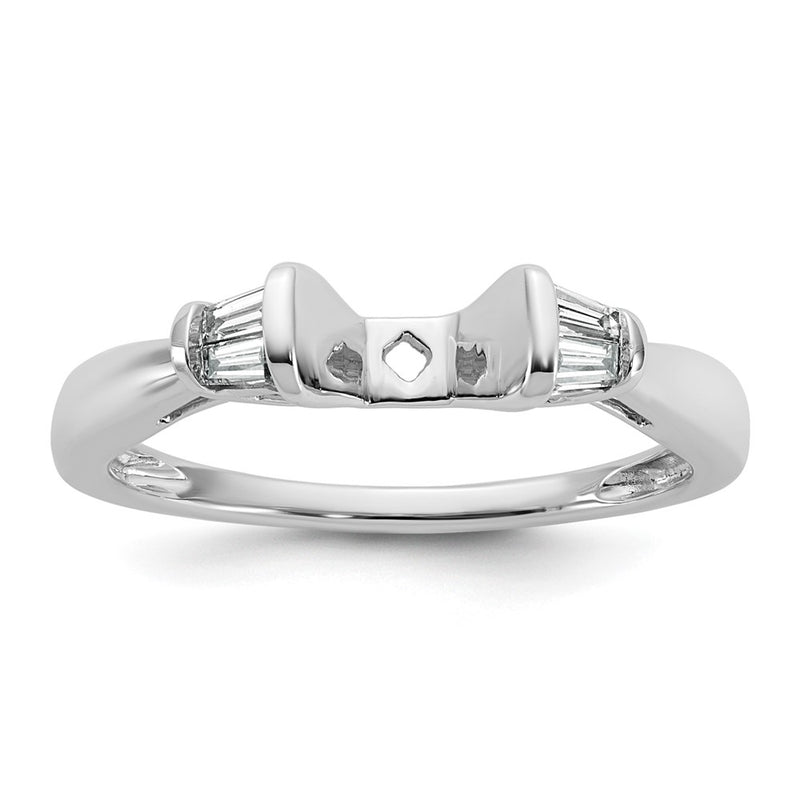 14K White Gold Peg Set 1/5 Carat Baguette Diamond Semi Mount Engagement Ring