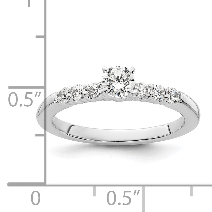 14K White Gold Peg Set 1/4 Carat Diamond Semi Mount Engagement Ring