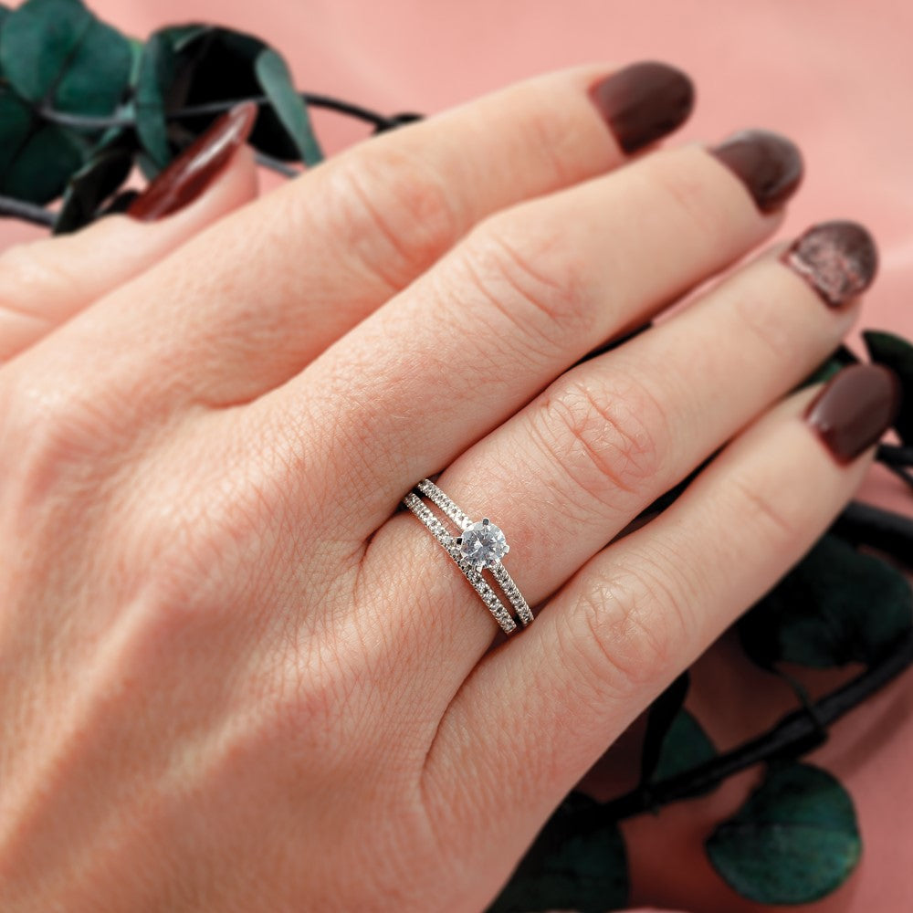 14k White Gold Real Diamond Wedding Band