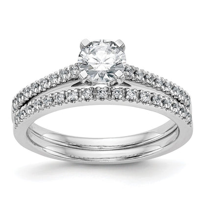 10K White Gold Peg Set 1/10 Carat Diamond Semi Mount Engagement Ring
