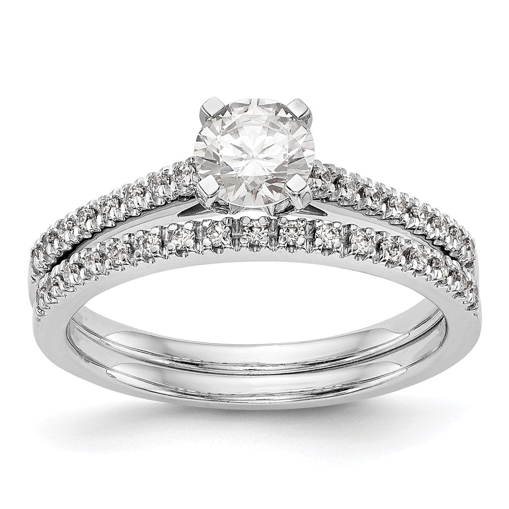 14k White Gold 1/10 Ct. Lab Grown Diamond VS/SI+ G+ Semi Mount Peg Set Engagement Ring