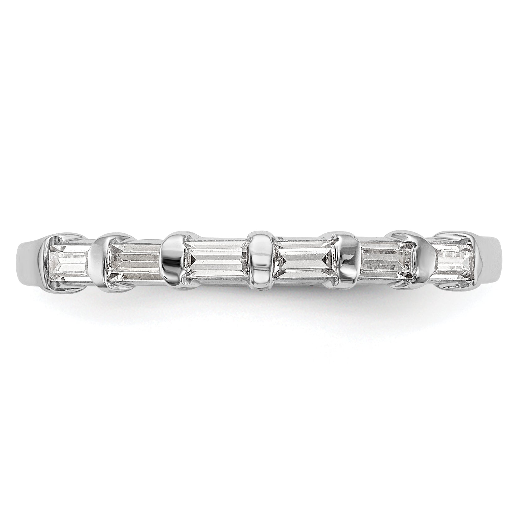 14K White Gold 1/4 Carat Baguette Diamond Complete Wedding Band
