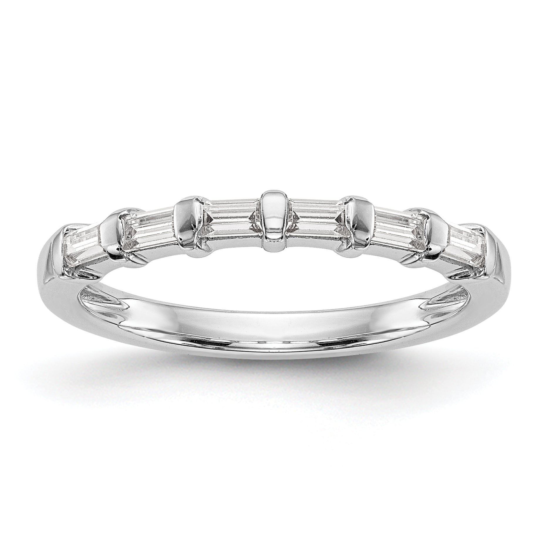 14K White Gold 1/4 Carat Baguette Diamond Complete Wedding Band