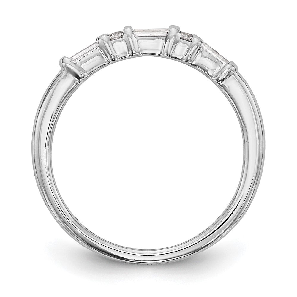 14K White Gold 1/4 Carat Round/Baguette Diamond Complete Wedding Band