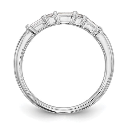 14K White Gold 1/4 Carat Round/Baguette Diamond Complete Wedding Band