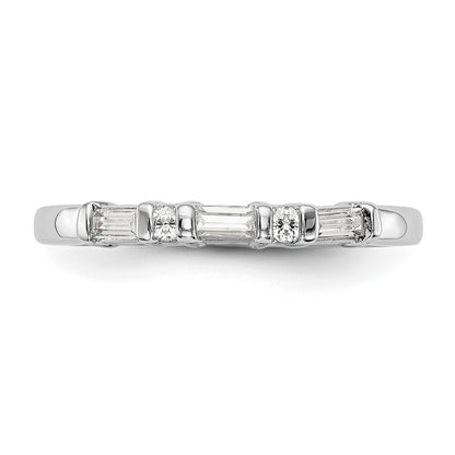 14K White Gold 1/4 Carat Round/Baguette Diamond Complete Wedding Band
