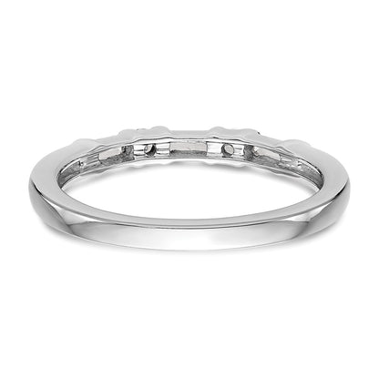 14K White Gold 1/4 Carat Round/Baguette Diamond Complete Wedding Band