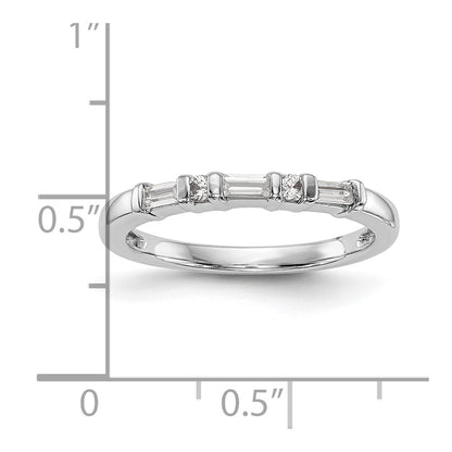 14K White Gold 1/4 Carat Round/Baguette Diamond Complete Wedding Band