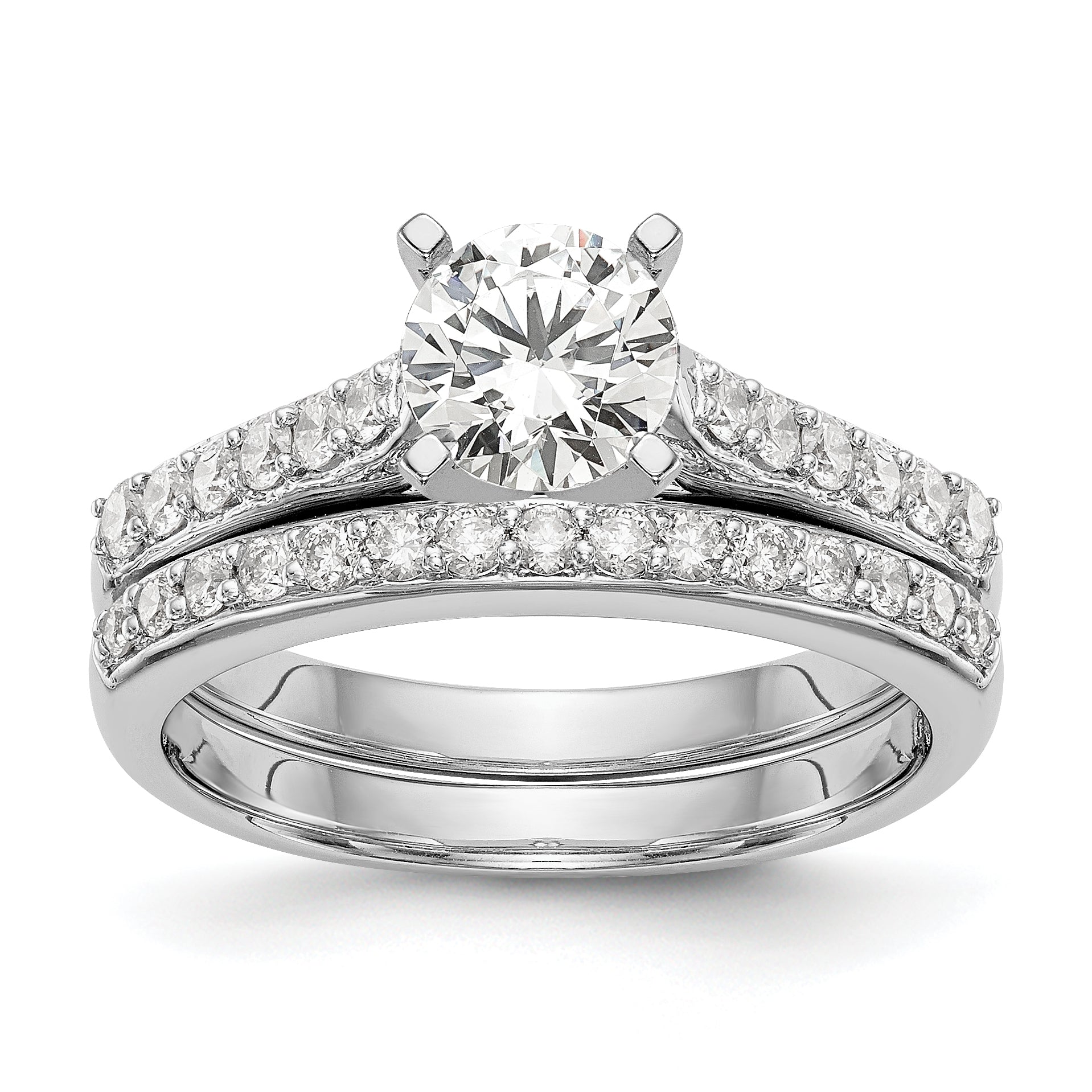 14K White Gold Peg Set 1/4 Carat Diamond Semi Mount Engagement Ring
