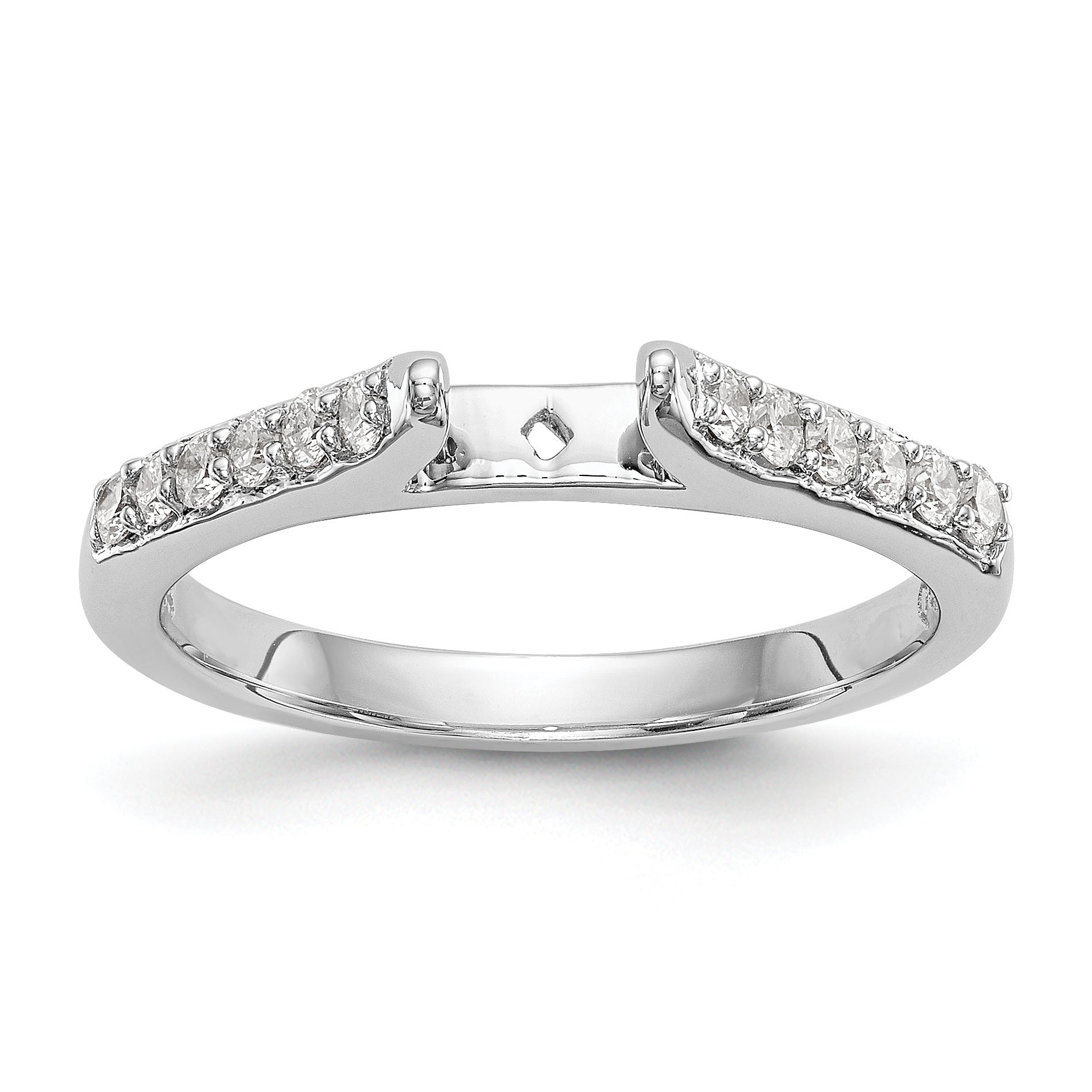 14K White Gold Peg Set 1/4 Carat Diamond Semi Mount Engagement Ring