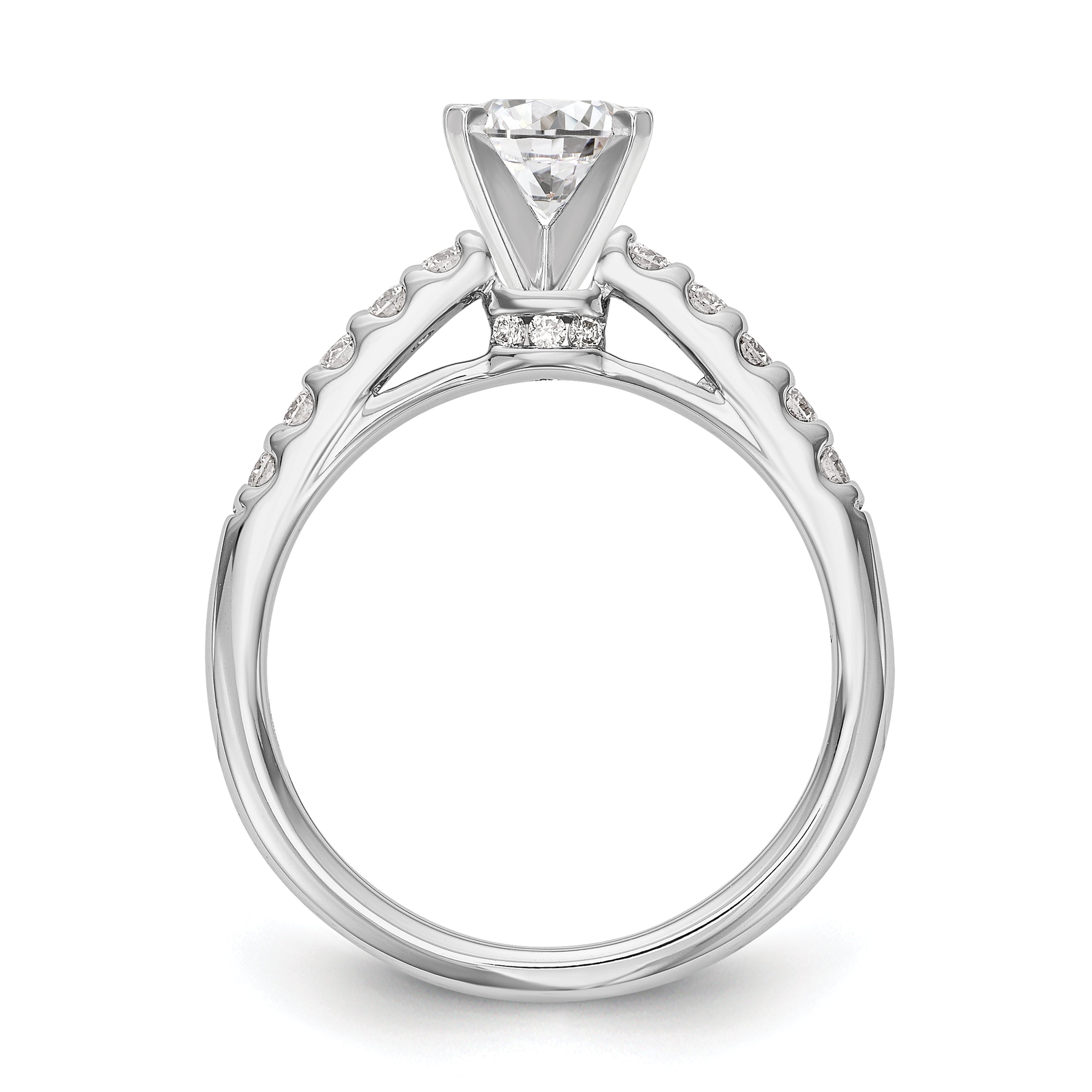 14K White Gold Peg Set 1/3 Carat Diamond Semi Mount Engagement Ring