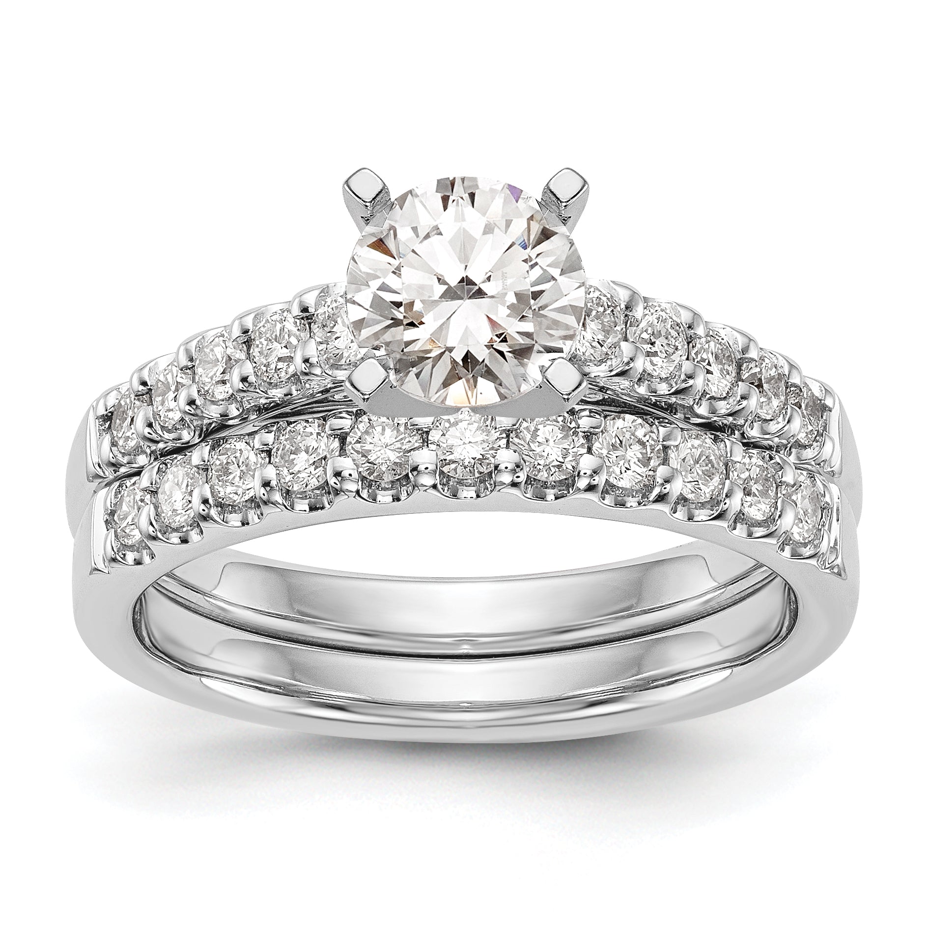 14K White Gold Peg Set 1/3 Carat Diamond Semi Mount Engagement Ring