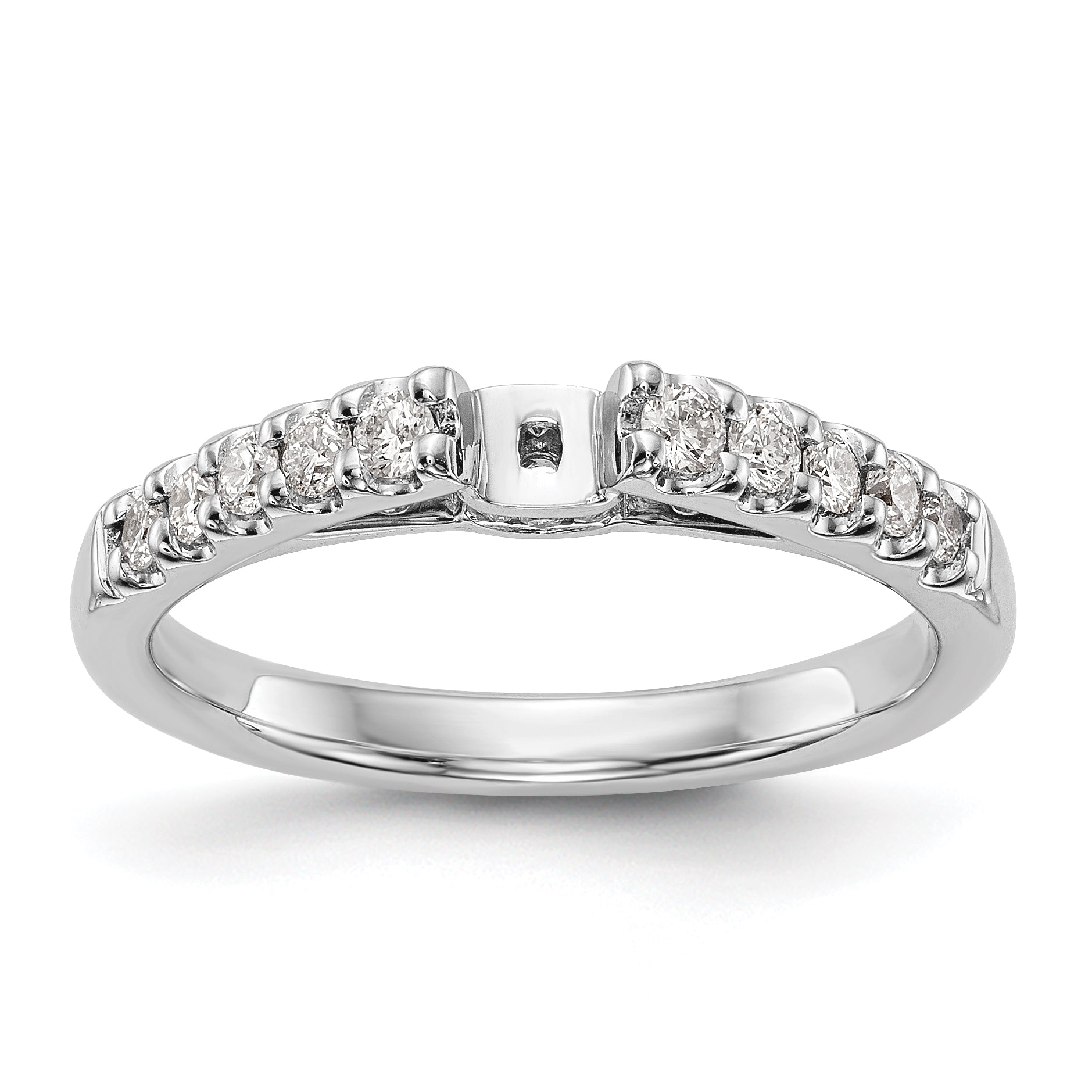 14K White Gold Peg Set 1/3 Carat Diamond Semi Mount Engagement Ring
