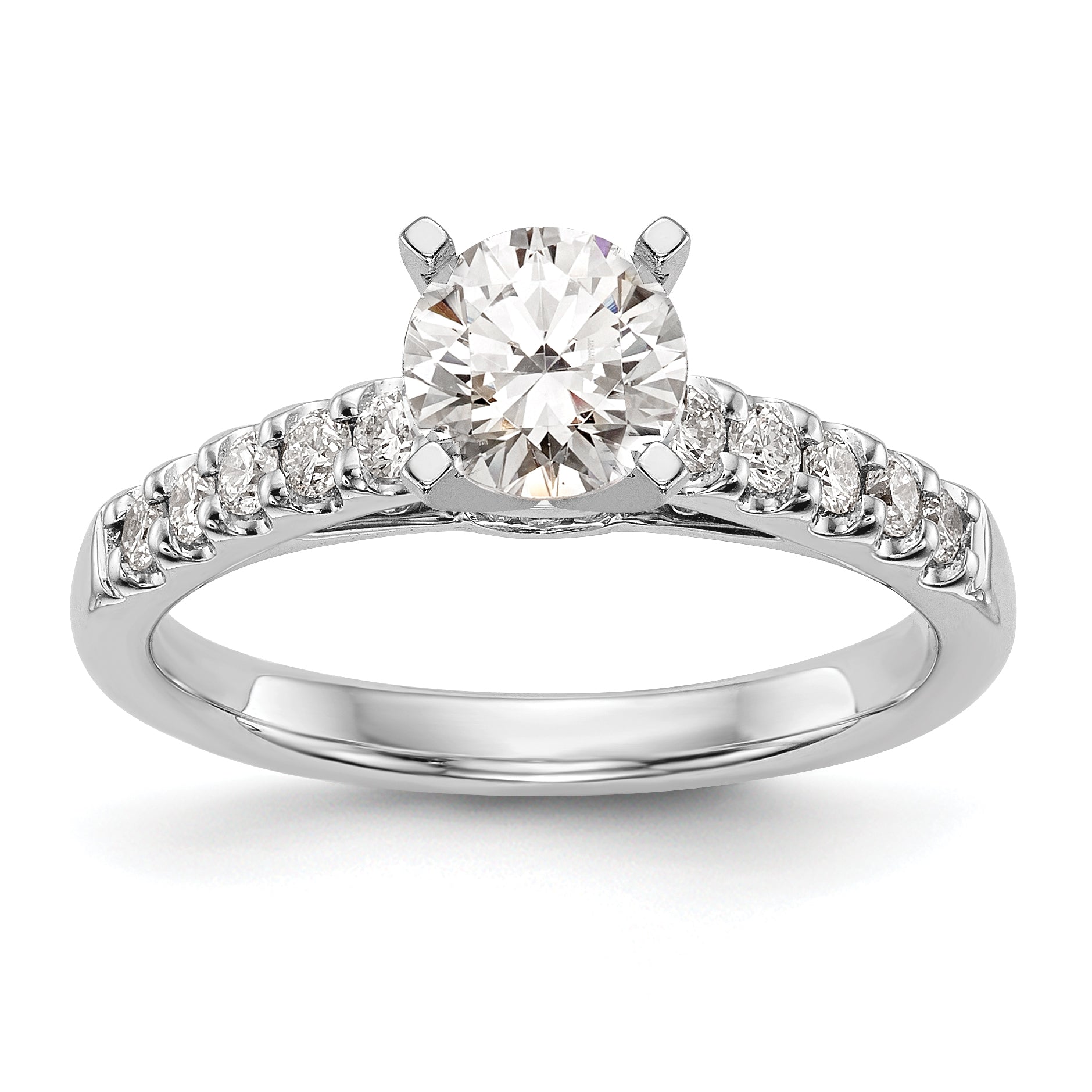 14K White Gold Peg Set 1/3 Carat Diamond Semi Mount Engagement Ring