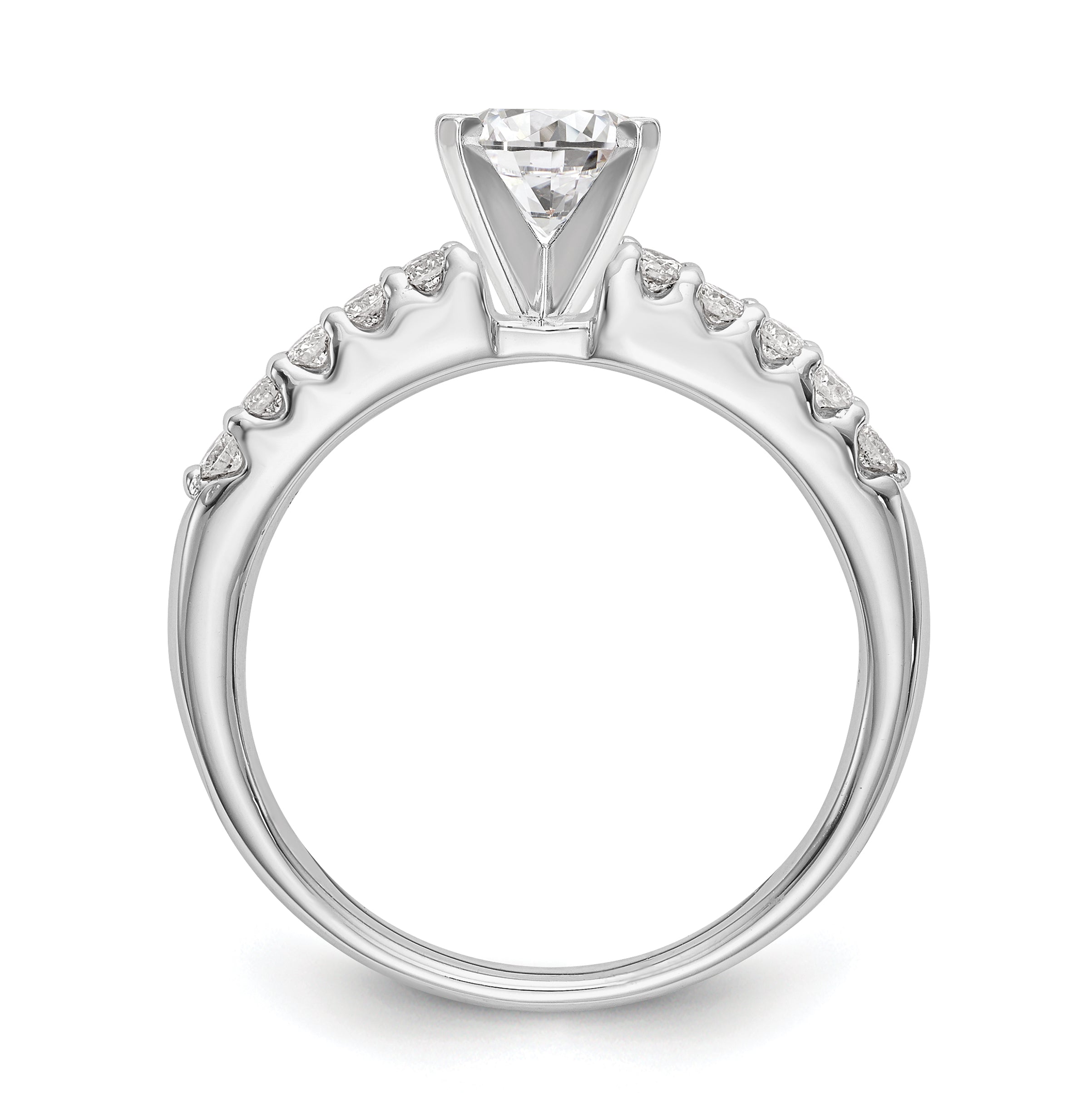 14K White Gold Peg Set 1/4 Carat Diamond Semi Mount Engagement Ring