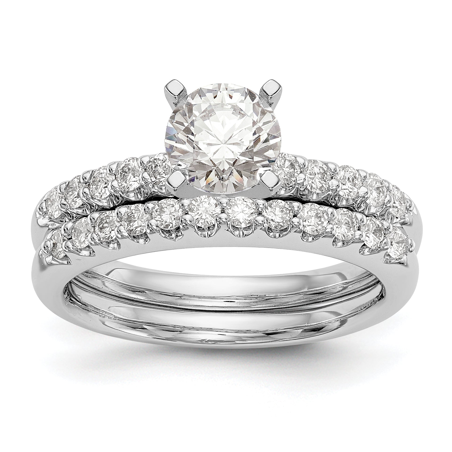 14K White Gold Peg Set 1/4 Carat Diamond Semi Mount Engagement Ring