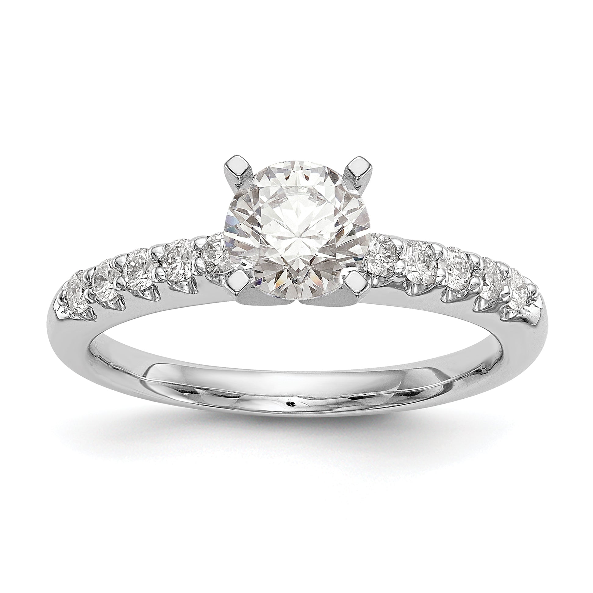 14K White Gold Peg Set 1/4 Carat Diamond Semi Mount Engagement Ring