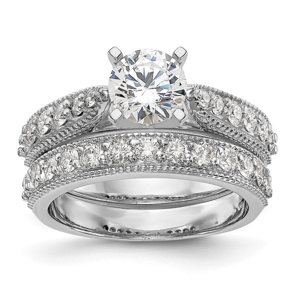 14K White Gold True Origin 1/3 Carat Lab Grown Diamond Vs/Si D E F Semi Mount Peg Set Ring