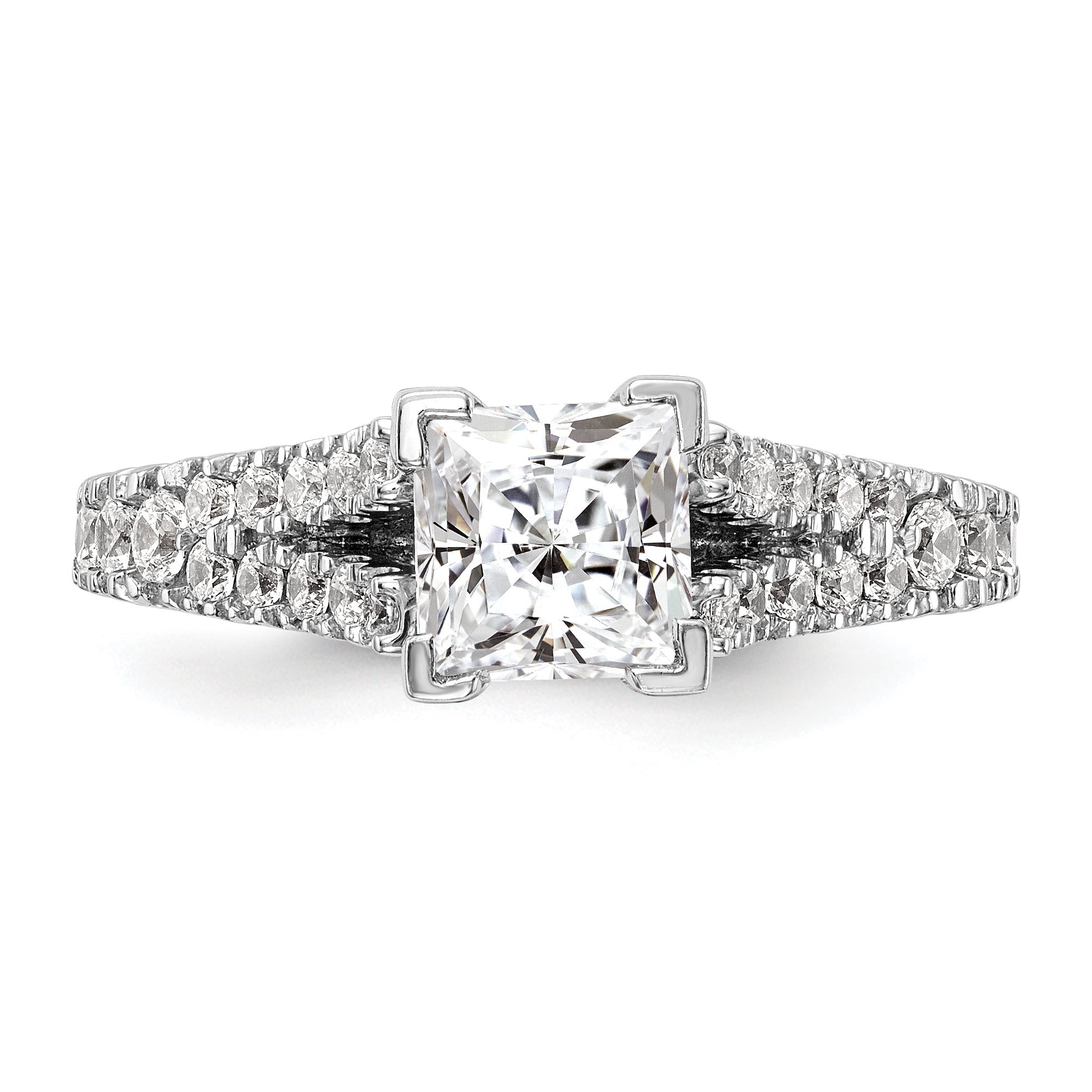14K White Gold Peg Set 1/2 Carat Diamond Semi Mount Engagement Ring