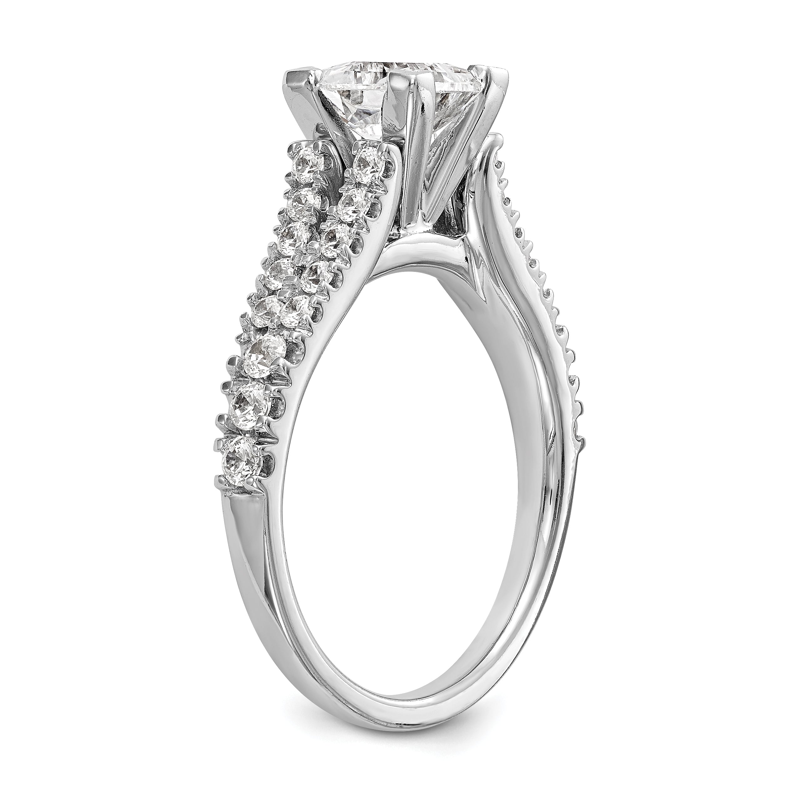 14K White Gold Peg Set 1/2 Carat Diamond Semi Mount Engagement Ring