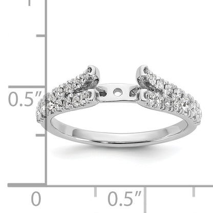 14K White Gold Peg Set 1/2 Carat Diamond Semi Mount Engagement Ring