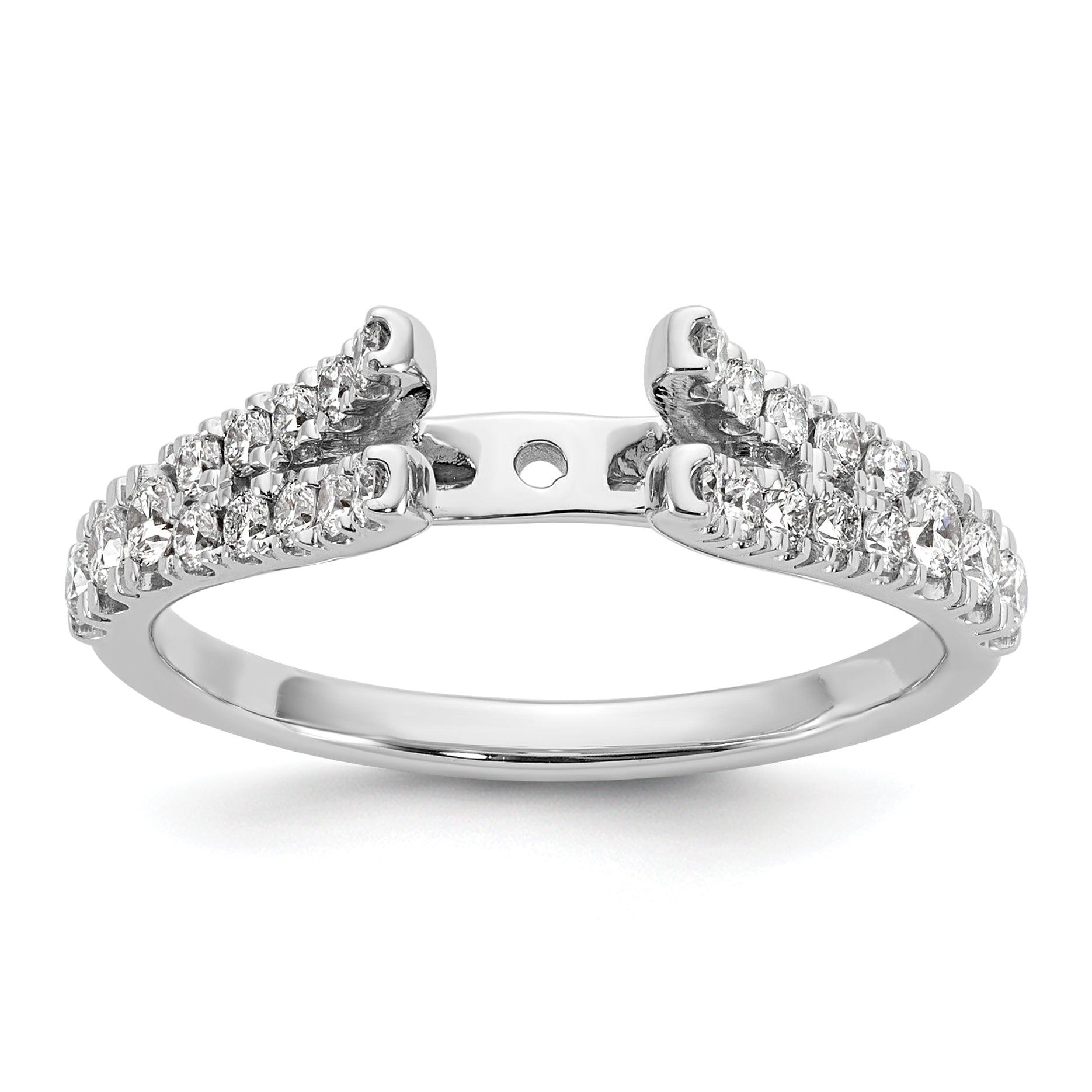 14K White Gold Peg Set 1/2 Carat Diamond Semi Mount Engagement Ring