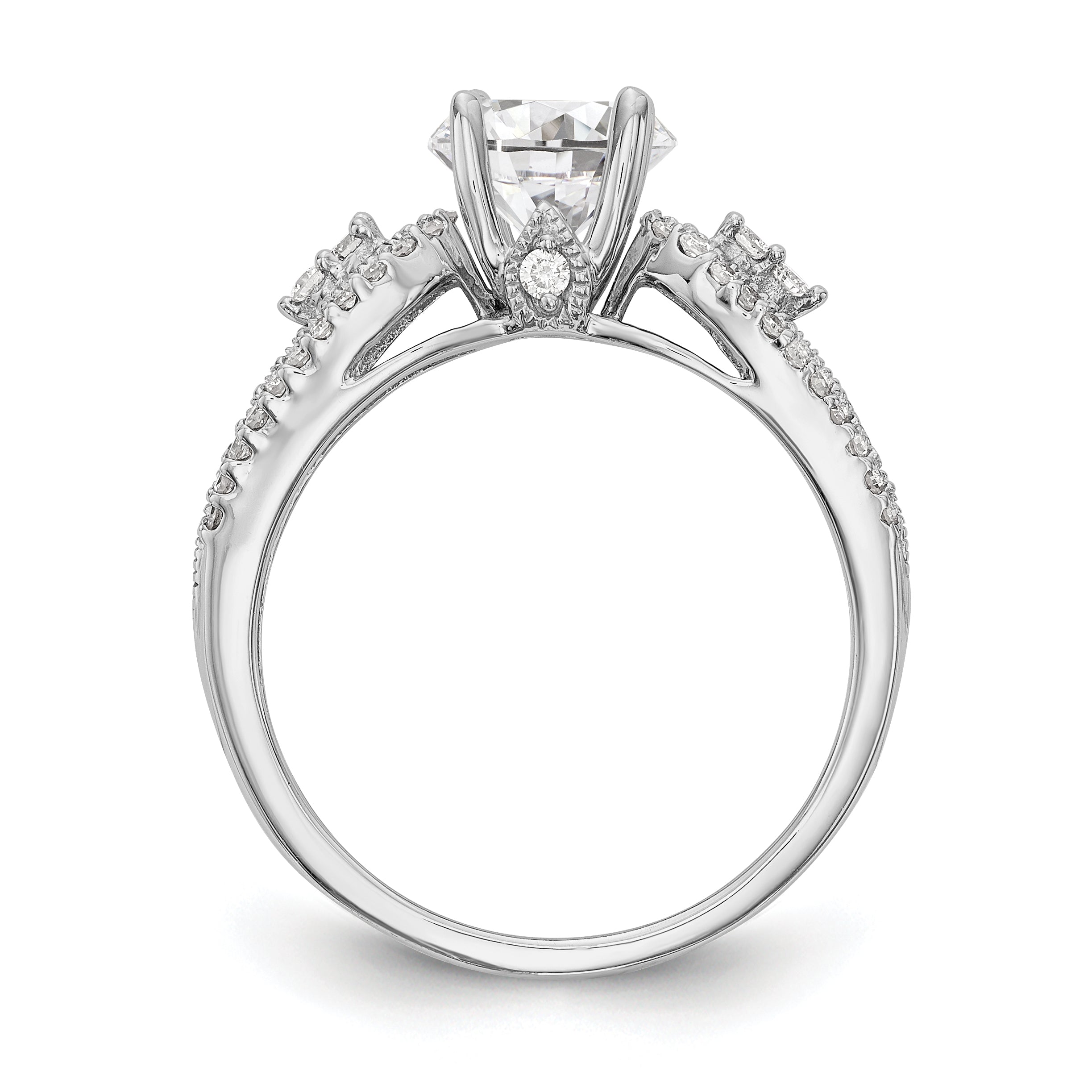 14K White Gold Peg Set 1/4 Carat Diamond Semi Mount Engagement Ring