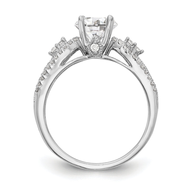 14K White Gold Peg Set 1/4 Carat Diamond Semi Mount Engagement Ring