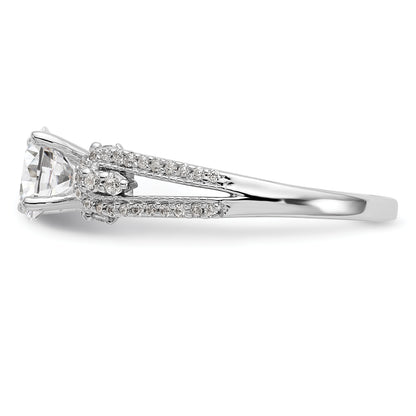 14K White Gold Peg Set 1/4 Carat Diamond Semi Mount Engagement Ring