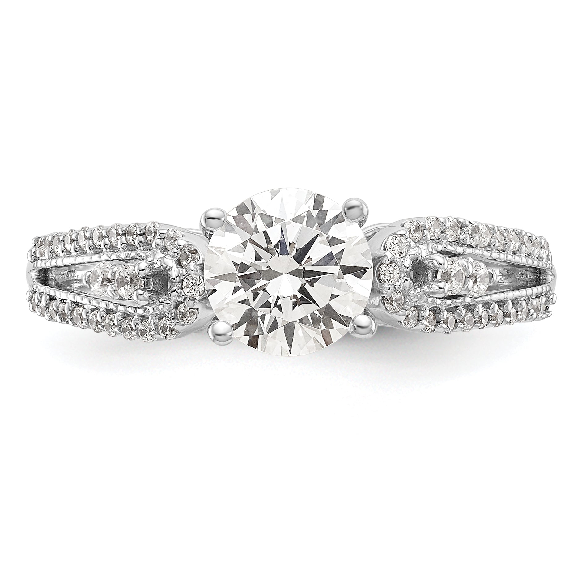 14K White Gold Peg Set 1/4 Carat Diamond Semi Mount Engagement Ring