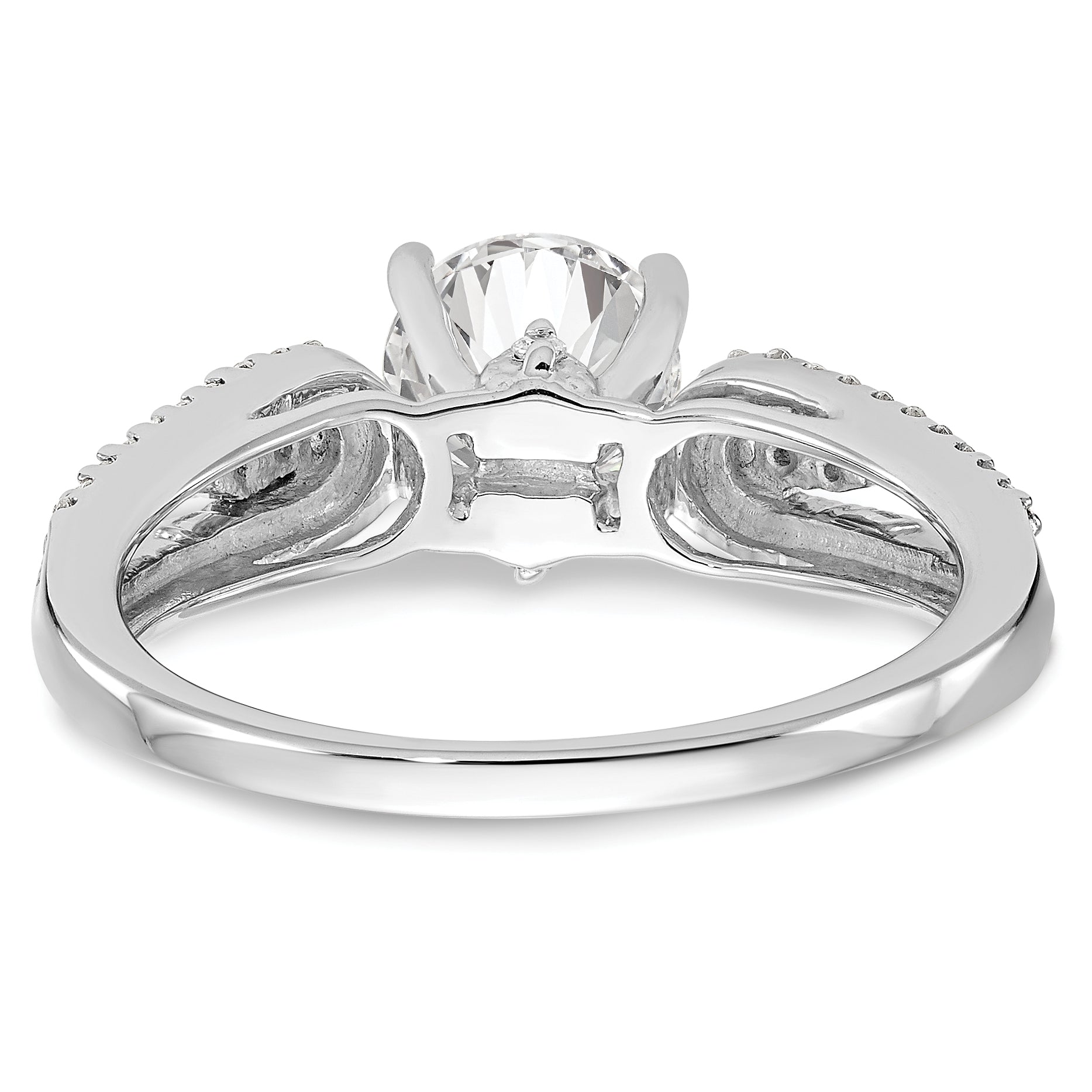 14K White Gold Peg Set 1/4 Carat Diamond Semi Mount Engagement Ring