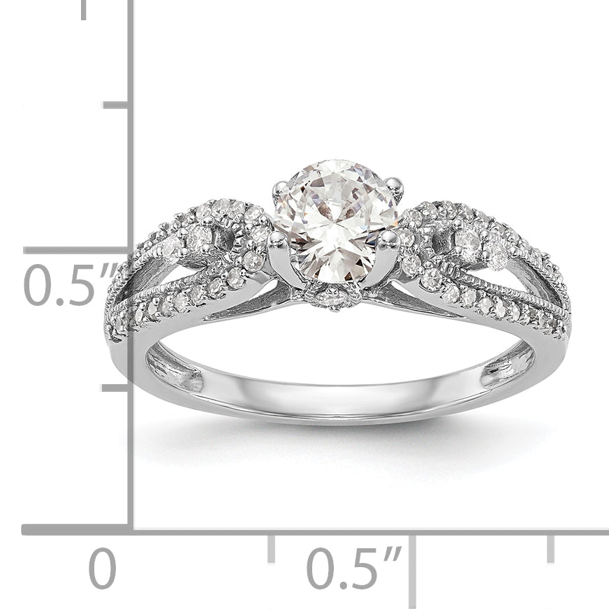 14K White Gold Peg Set 1/4 Carat Diamond Semi Mount Engagement Ring