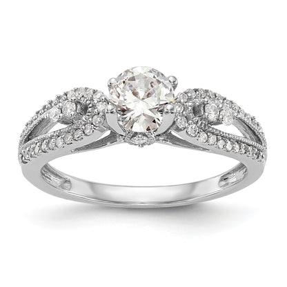 14K White Gold Peg Set 1/4 Carat Diamond Semi Mount Engagement Ring