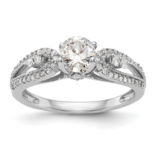 14K White Gold Peg Set 1/4 Carat Diamond Semi Mount Engagement Ring