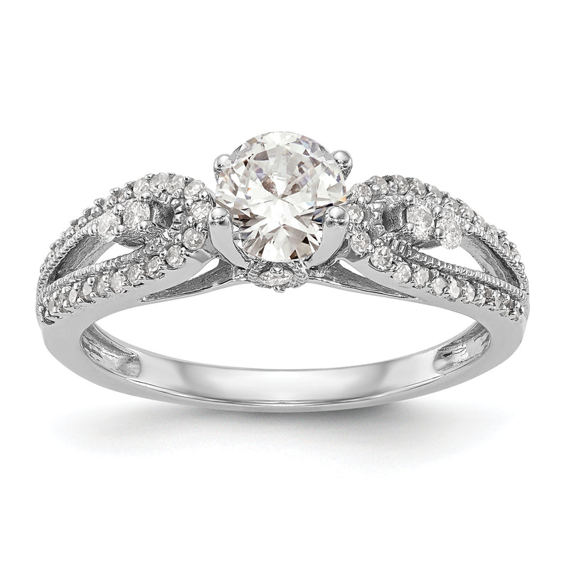 14K White Gold Peg Set 1/4 Carat Diamond Semi Mount Engagement Ring